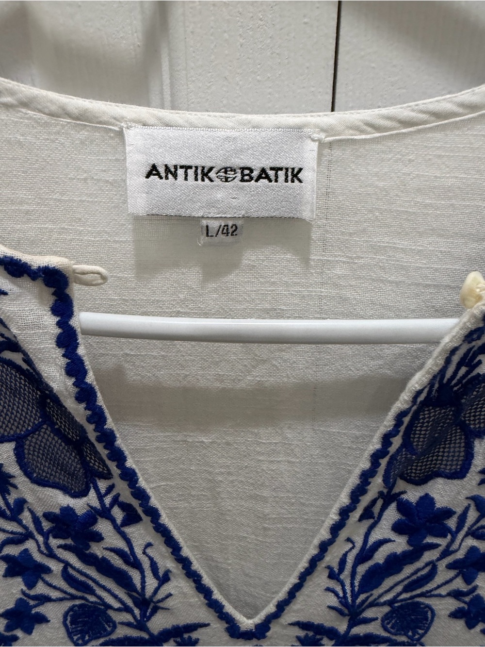 ANTIK BATIK Vana Long Dress Blue Floral Embroidered Large/42 - Picture 5 of 8